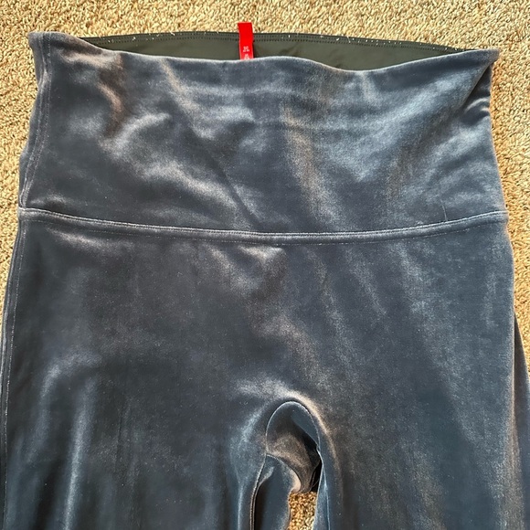 SPANX Navy Blue Velvet Leggings L - Picture 2 of 4
